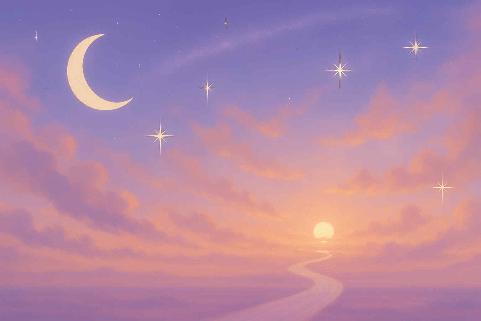 a path leading towards the sun painted in the sky